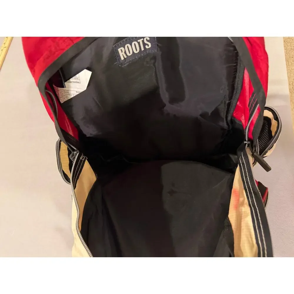 Roots Athletics Red Black Cream Laptop Backpack Travel School Book Bag Canada